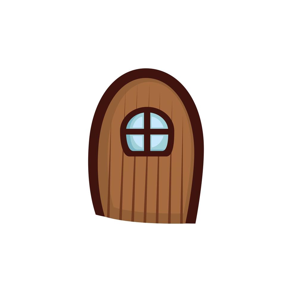 porta de madeira com janela ícone isolado de conto de fadas vetor