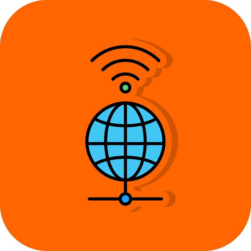 global preenchidas laranja fundo ícone vetor