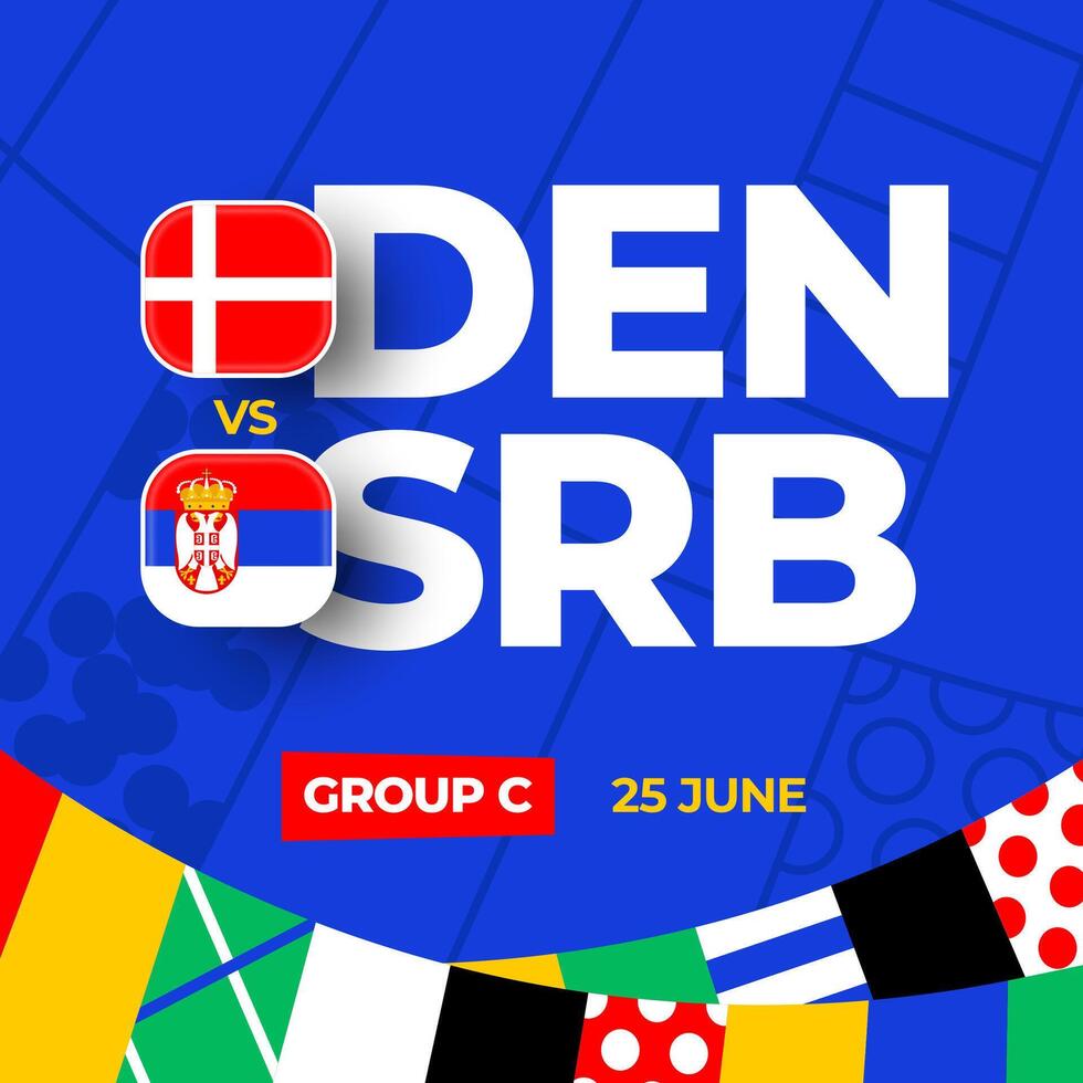 Dinamarca vs Sérvia futebol 2024 Combine contra. 2024 grupo etapa campeonato Combine versus equipes introdução esporte fundo, campeonato concorrência vetor
