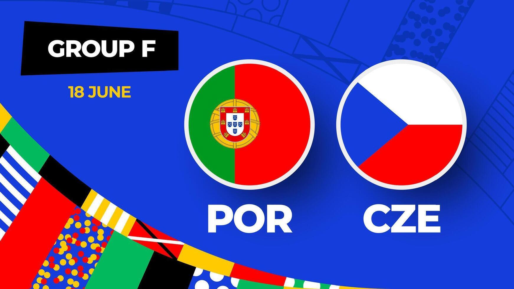 Portugal vs checa futebol 2024 Combine contra. 2024 grupo etapa campeonato Combine versus equipes introdução esporte fundo, campeonato concorrência vetor