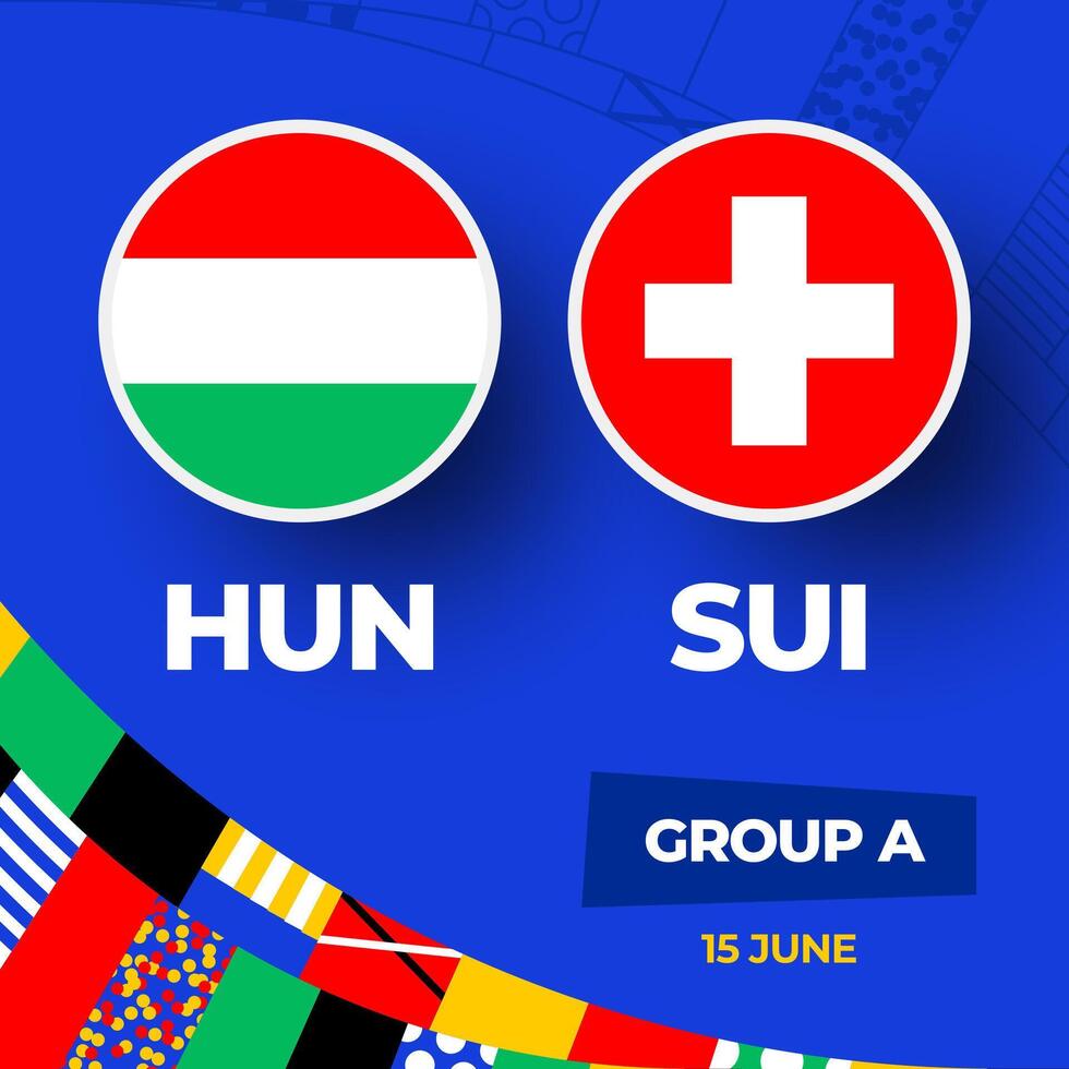 Hungria vs Suíça futebol 2024 Combine contra. 2024 grupo etapa campeonato Combine versus equipes introdução esporte fundo, campeonato concorrência vetor