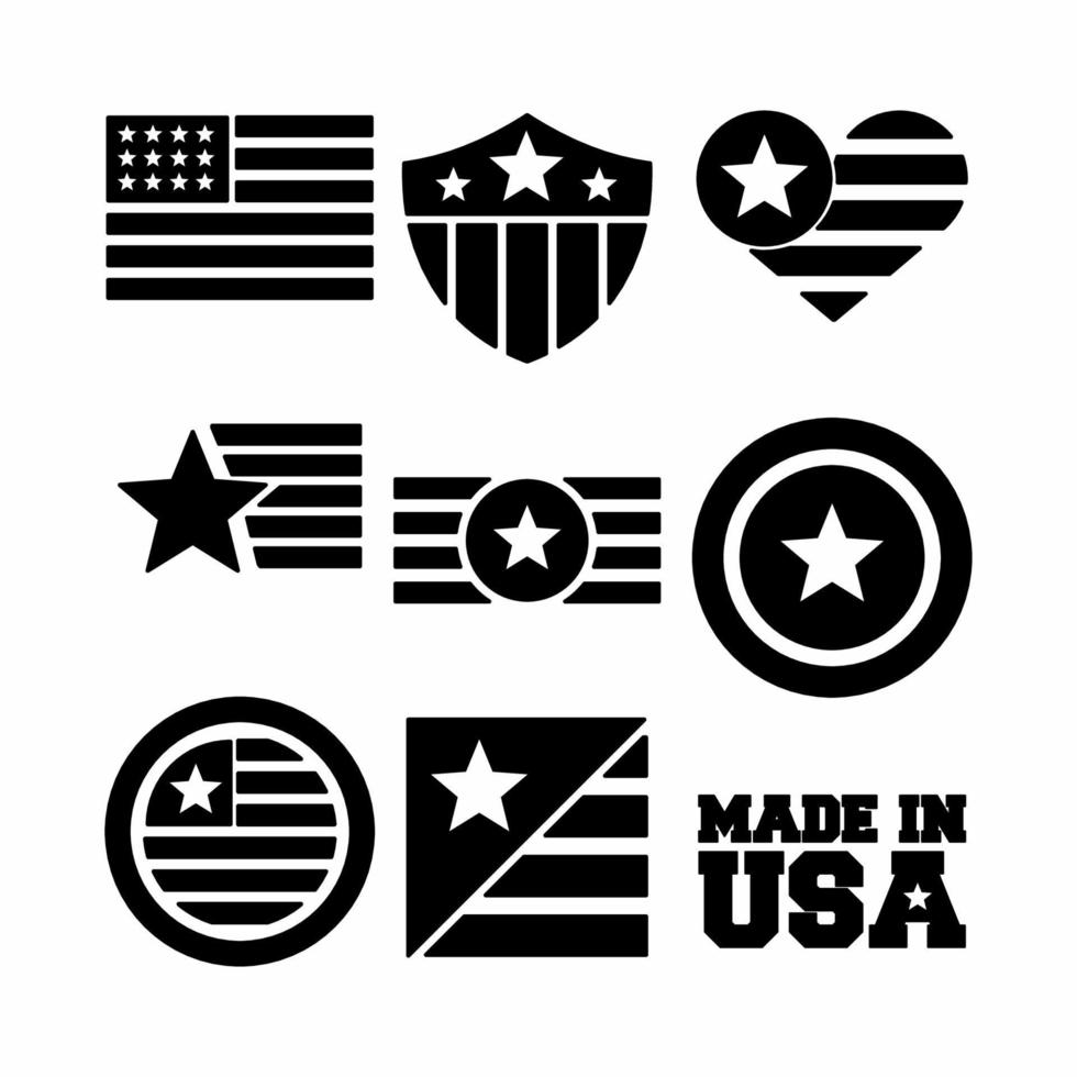 conjunto de ícones do símbolo dos EUA black.eps vetor