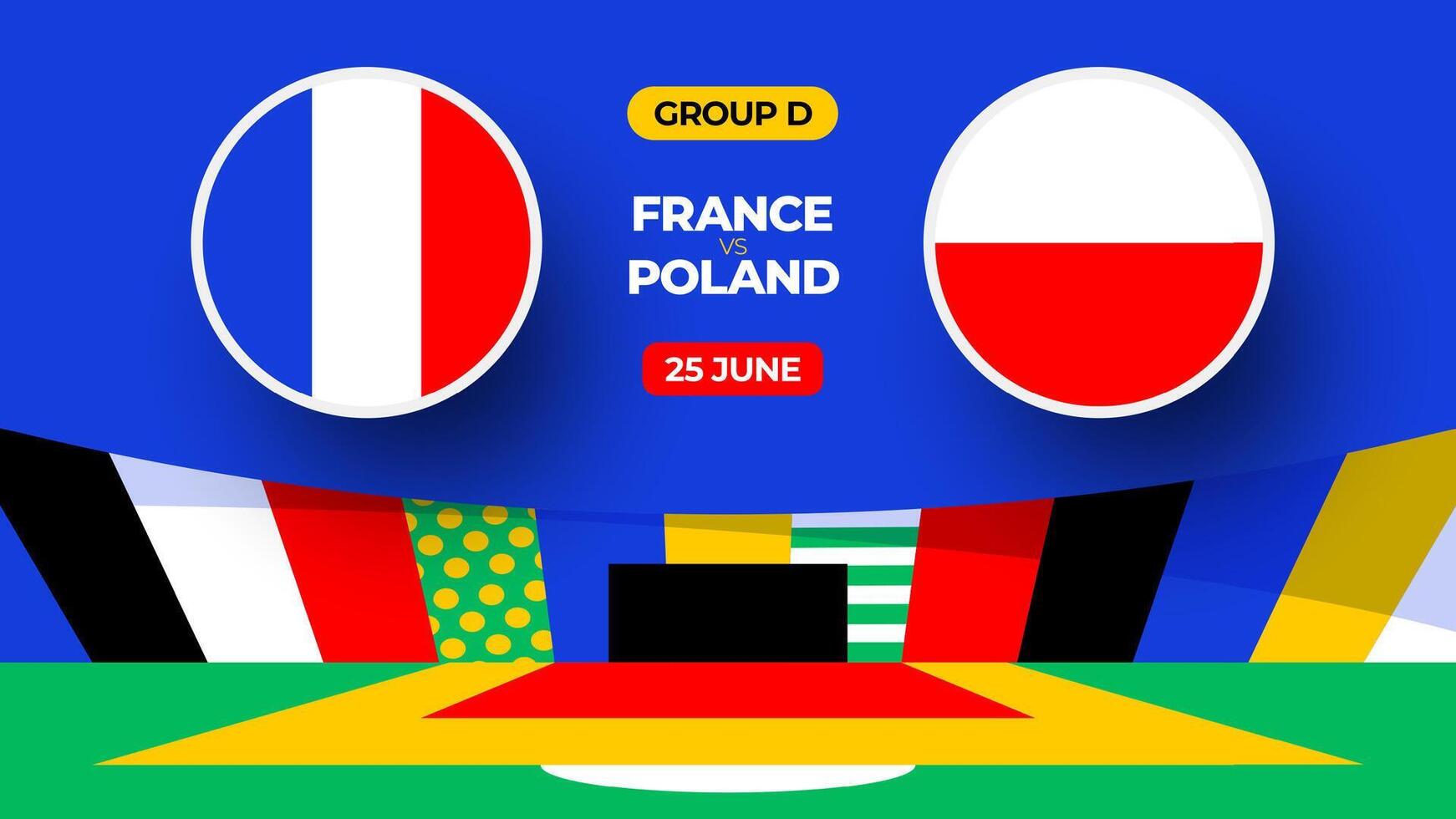 França vs Polônia futebol 2024 Combine contra. 2024 grupo etapa campeonato Combine versus equipes introdução esporte fundo, campeonato concorrência vetor