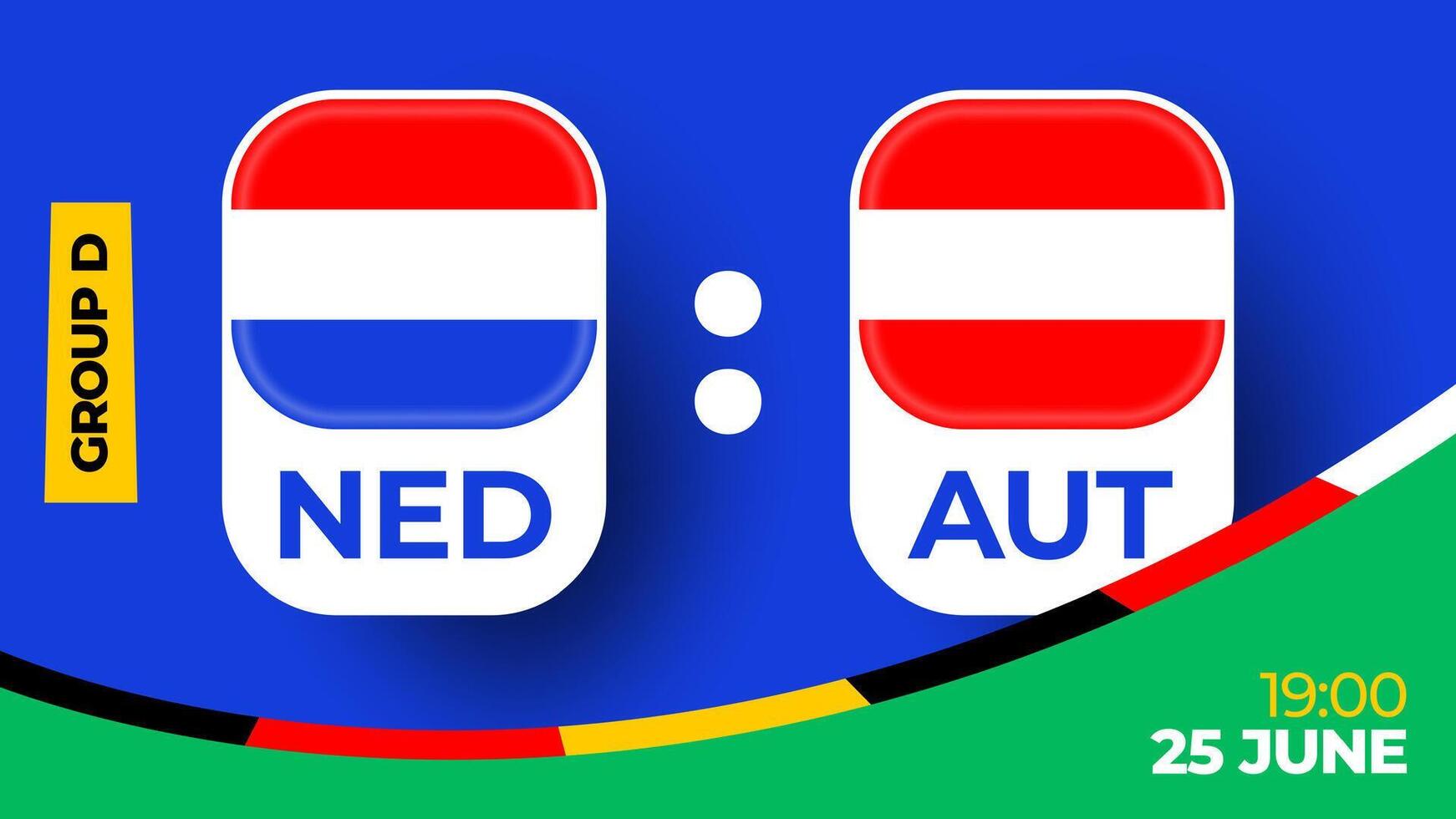 Países Baixos vs Áustria futebol 2024 Combine contra. 2024 grupo etapa campeonato Combine versus equipes introdução esporte fundo, campeonato concorrência vetor