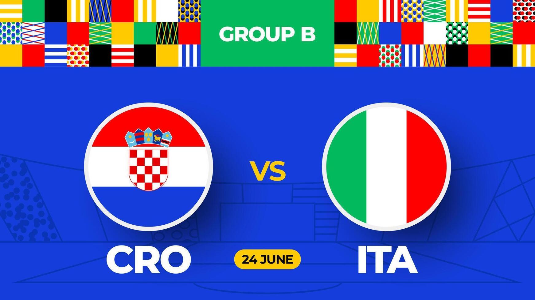 Croácia vs Itália futebol 2024 Combine contra. 2024 grupo etapa campeonato Combine versus equipes introdução esporte fundo, campeonato concorrência vetor