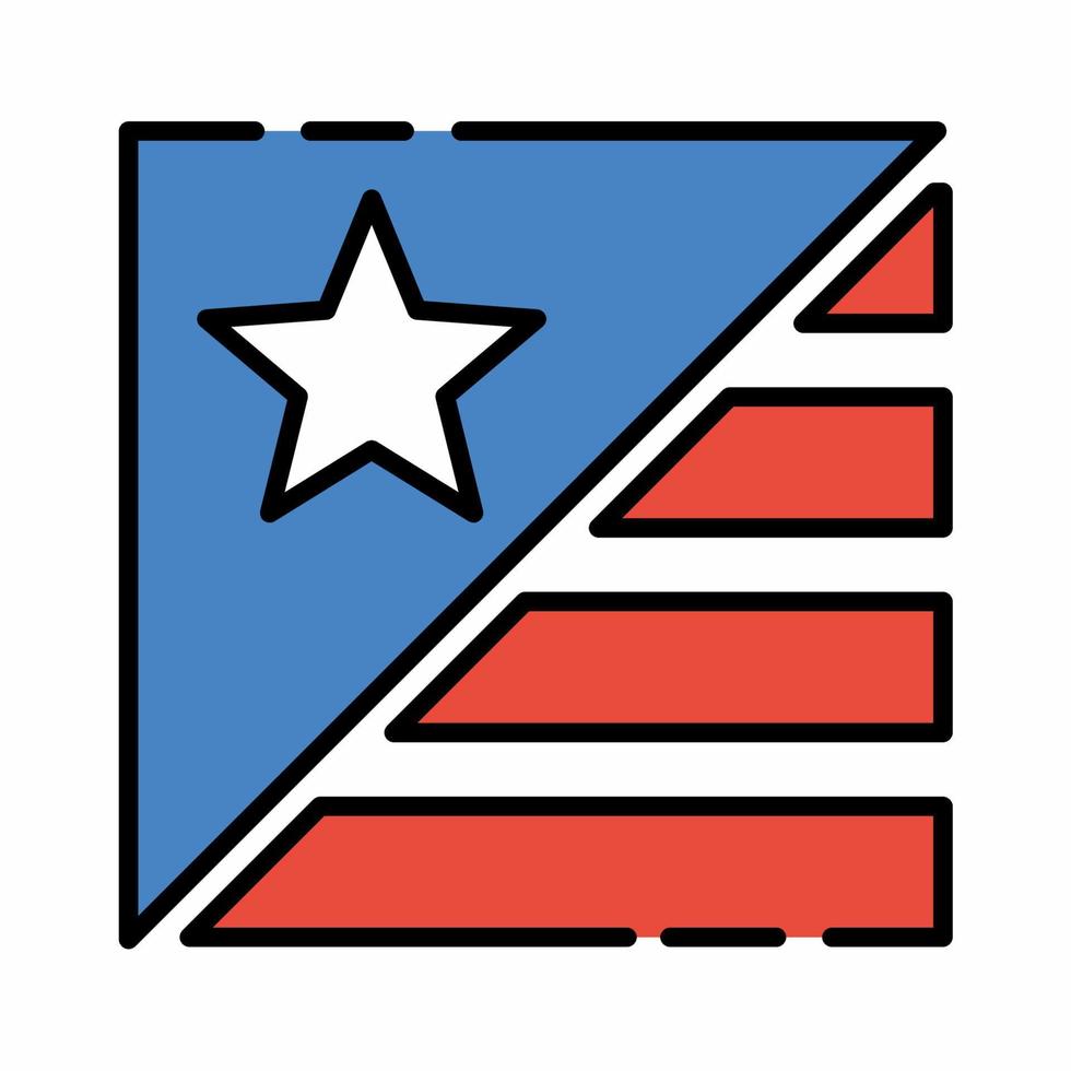 ícone do emblema dos EUA flat line.eps vetor