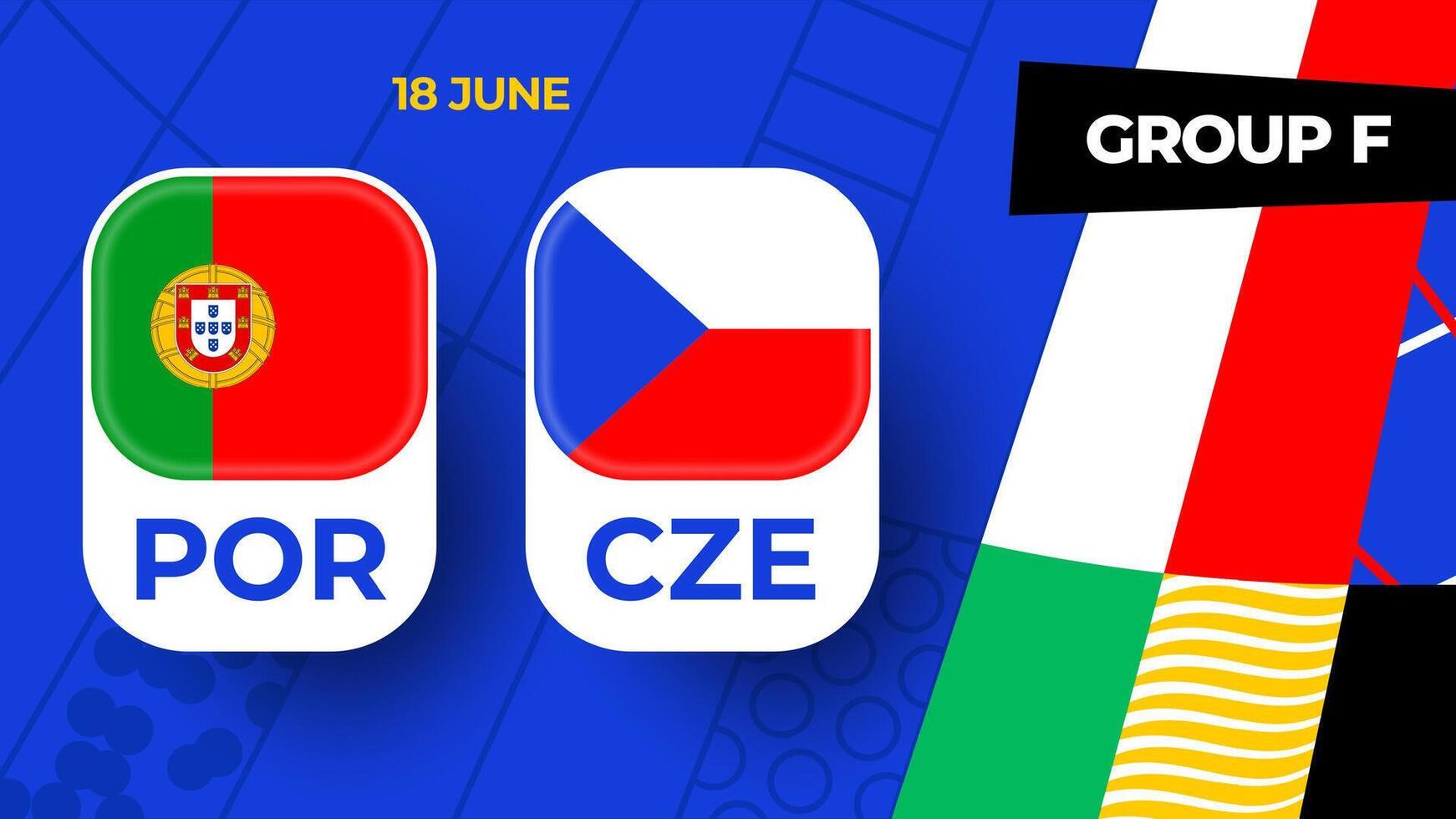 Portugal vs checa futebol 2024 Combine contra. 2024 grupo etapa campeonato Combine versus equipes introdução esporte fundo, campeonato concorrência vetor