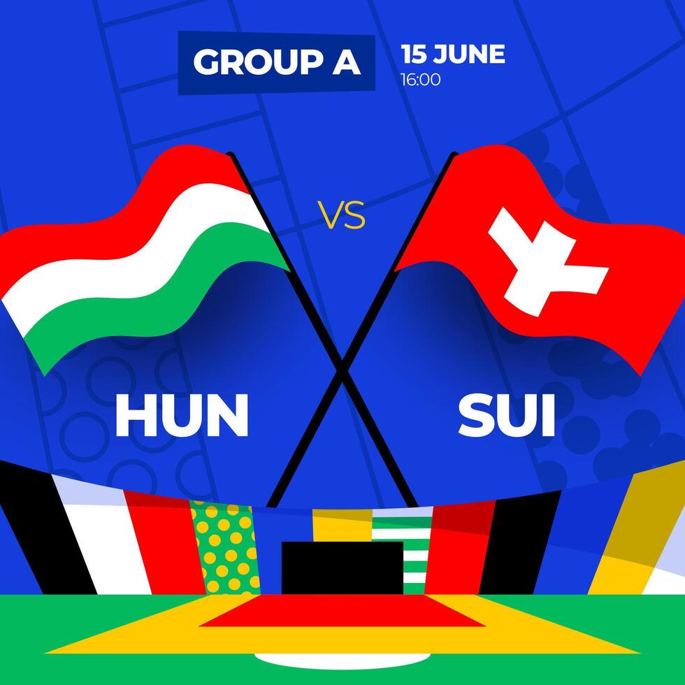 Hungria vs Suíça futebol 2024 Combine contra. 2024 grupo etapa campeonato Combine versus equipes introdução esporte fundo, campeonato concorrência vetor