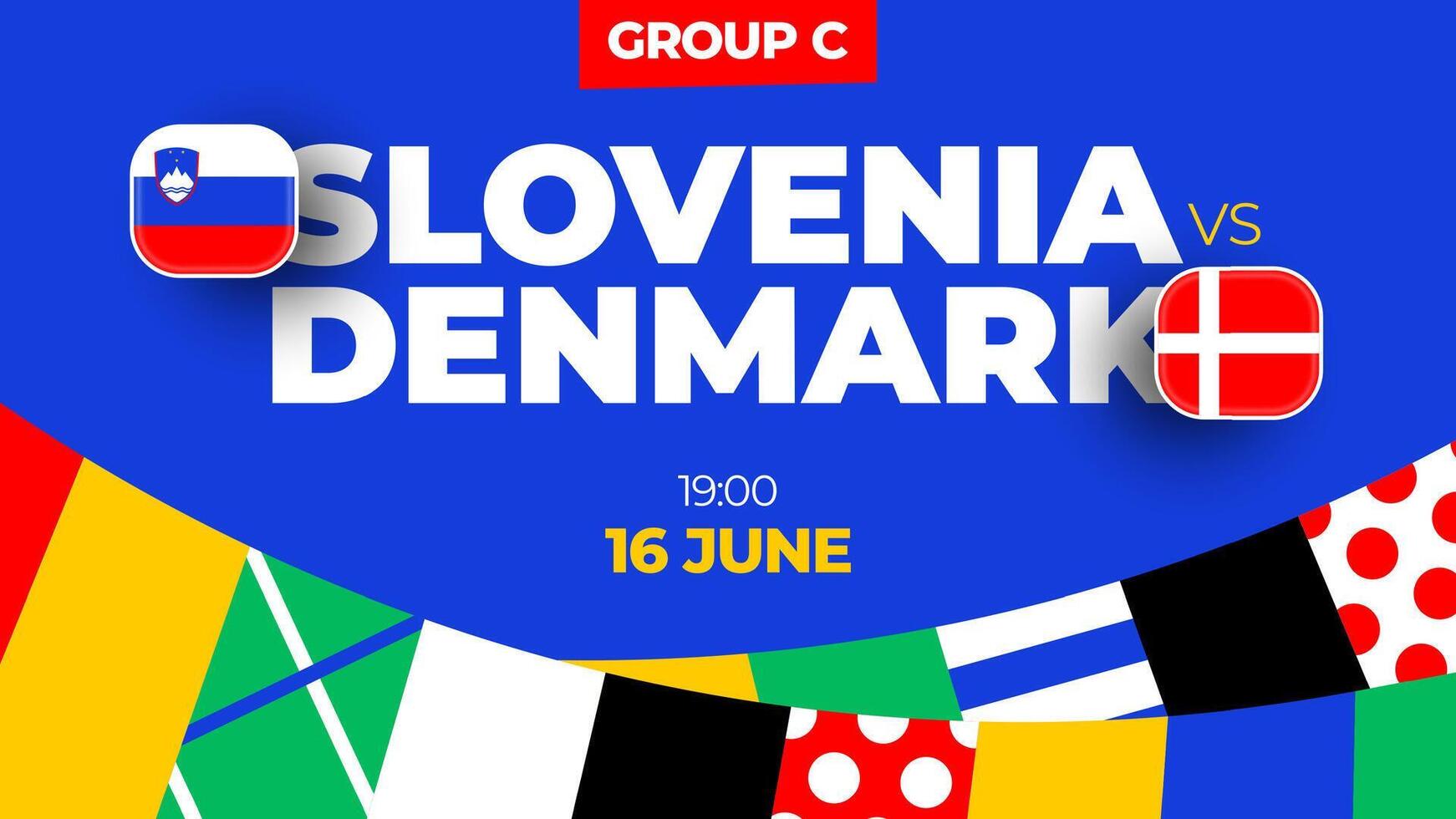 eslovénia vs Dinamarca futebol 2024 Combine contra. 2024 grupo etapa campeonato Combine versus equipes introdução esporte fundo, campeonato concorrência vetor