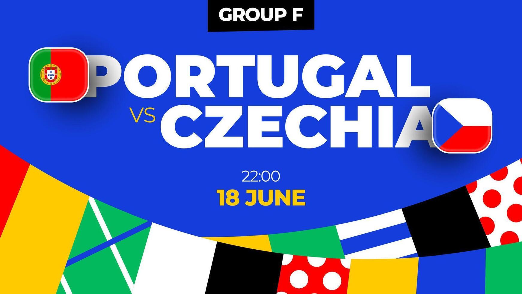 Portugal vs checa futebol 2024 Combine contra. 2024 grupo etapa campeonato Combine versus equipes introdução esporte fundo, campeonato concorrência vetor