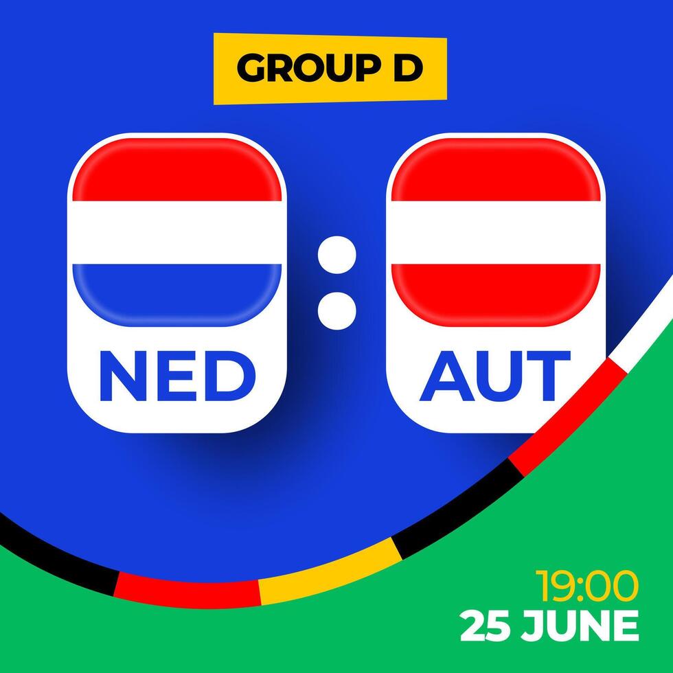 Países Baixos vs Áustria futebol 2024 Combine contra. 2024 grupo etapa campeonato Combine versus equipes introdução esporte fundo, campeonato concorrência vetor
