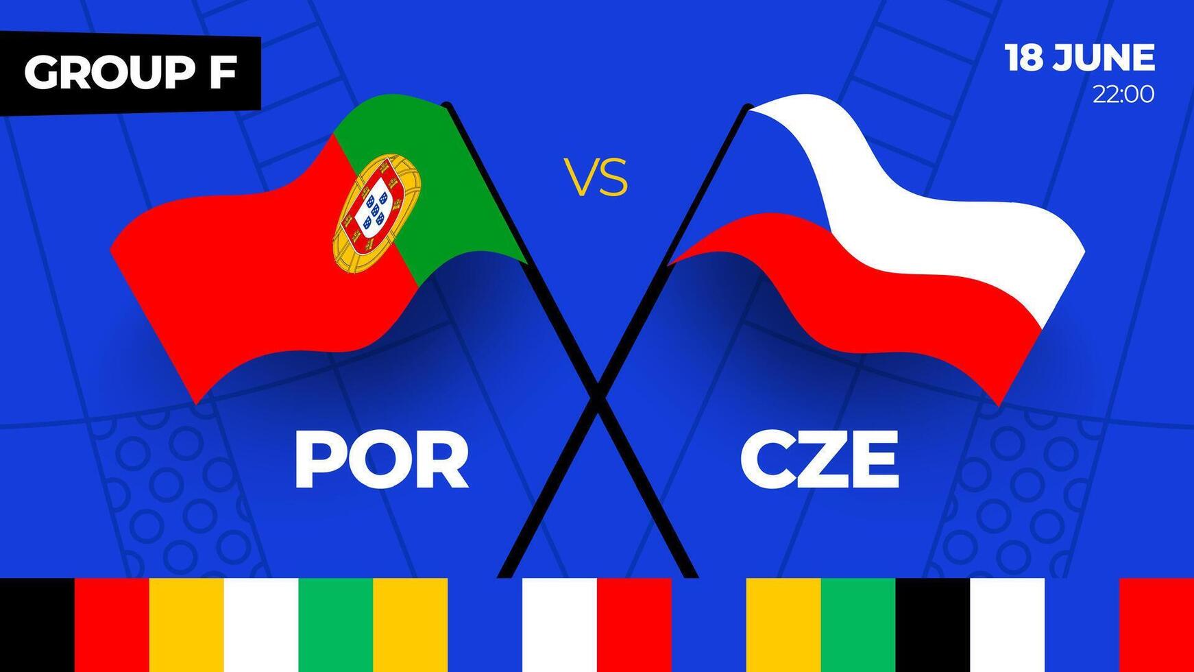 Portugal vs checa futebol 2024 Combine contra. 2024 grupo etapa campeonato Combine versus equipes introdução esporte fundo, campeonato concorrência vetor