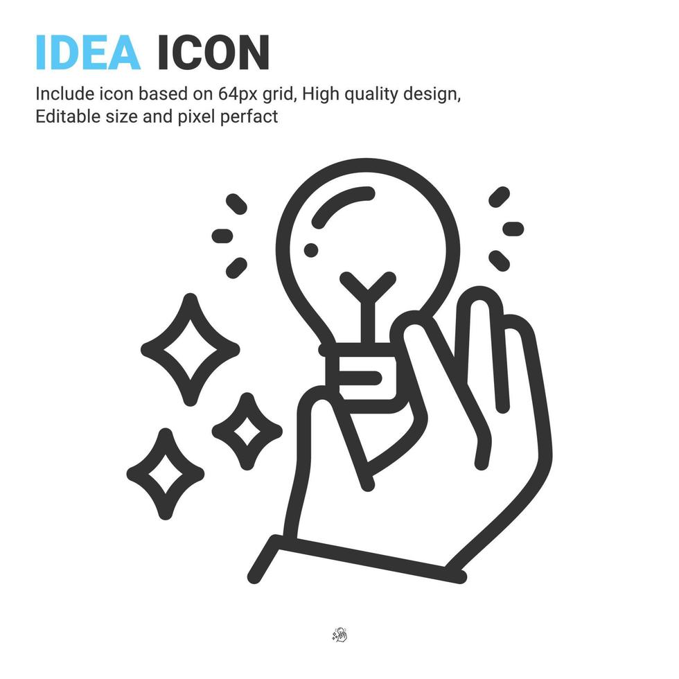 vetor de ícone de ideia com estilo de contorno isolado no fundo branco. ilustração vetorial conceito de ícone de símbolo de sinal de inovação para negócios, finanças, indústria, empresa, aplicativos, web e todos os projetos