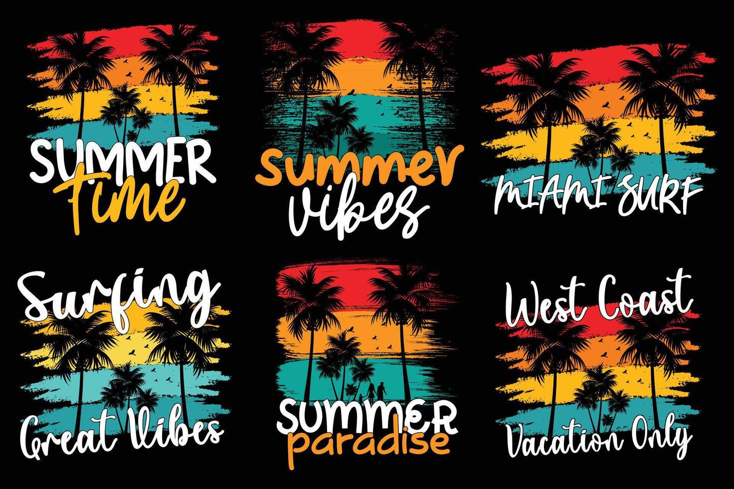 retro vintage verão camiseta projeto, verão de praia período de férias t camisas, verão surfar camiseta Projeto vetor