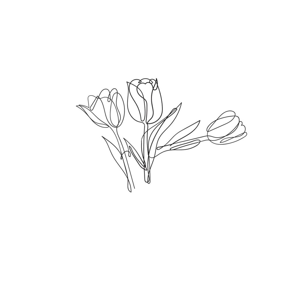 contínuo linha desenhando flor plantar ilustração vetor