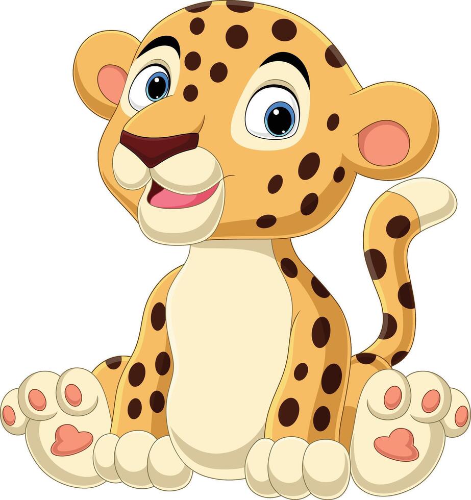 desenho de leopardo bebê fofo sentado vetor