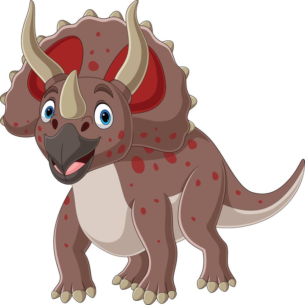 triceratops de desenho animado em fundo branco vetor