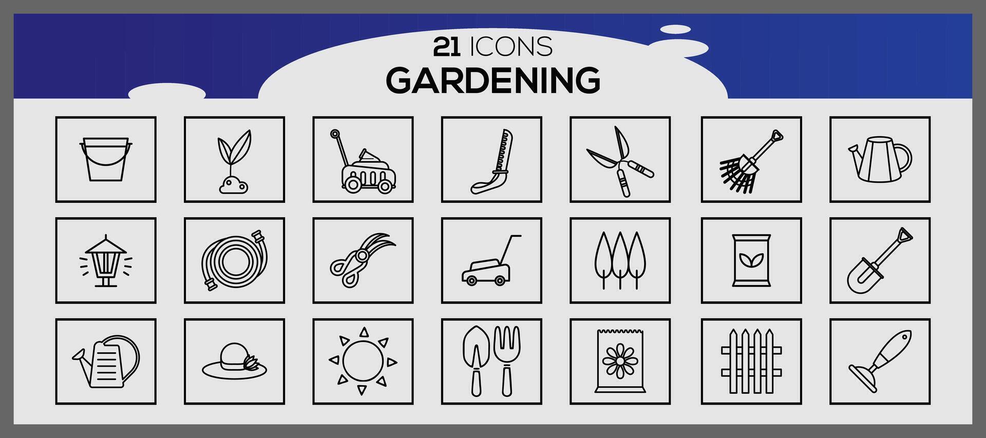 graden ícone definir. jardinagem elementos definir. vetor