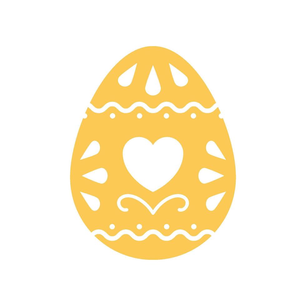 Páscoa frango ovo amarelo romântico enfeite com coração e decoração elemento minimalista ícone vetor plano