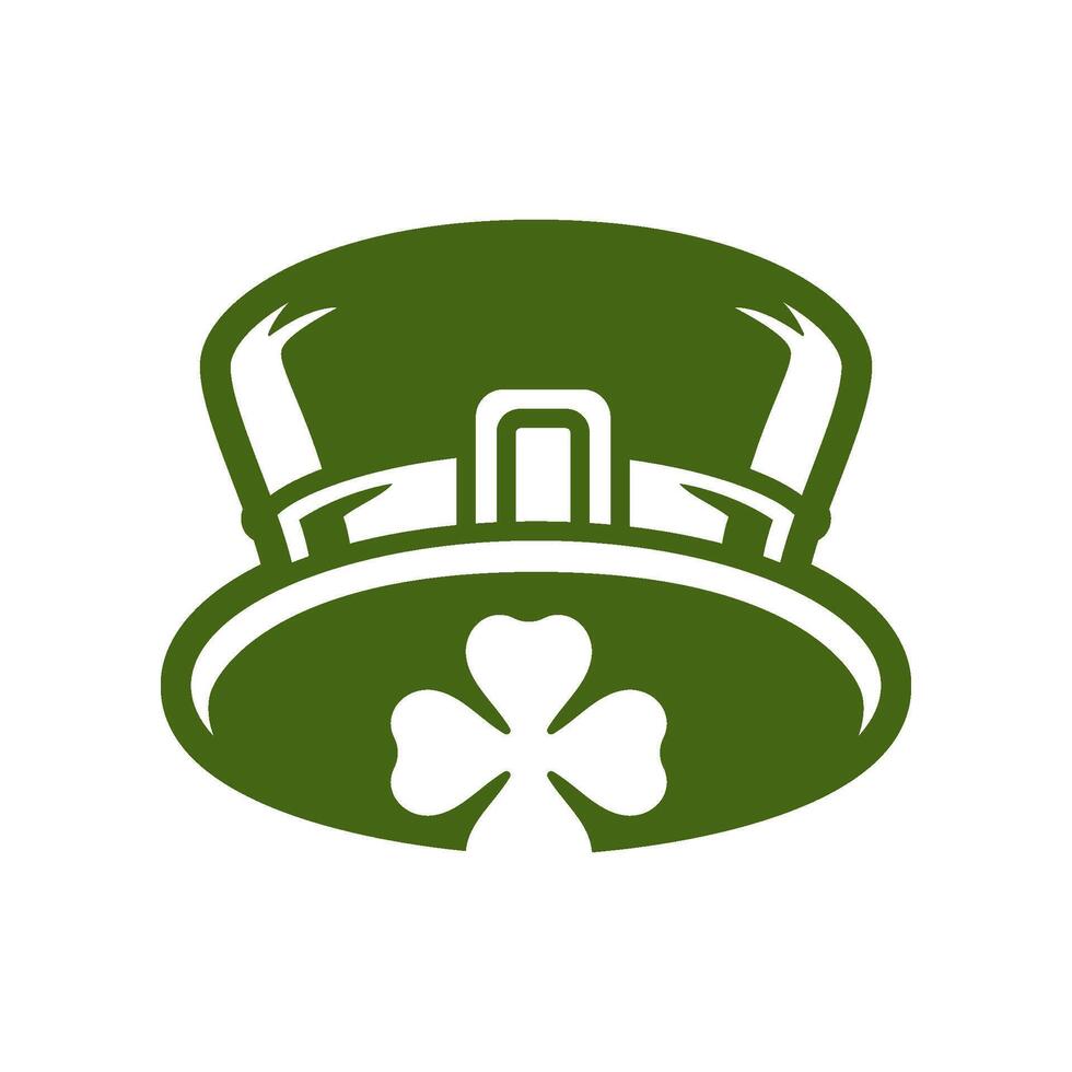 santo patrick's dia duende chapéu por sorte irlandês verde trevo fortuna mascote vintage ícone vetor plano