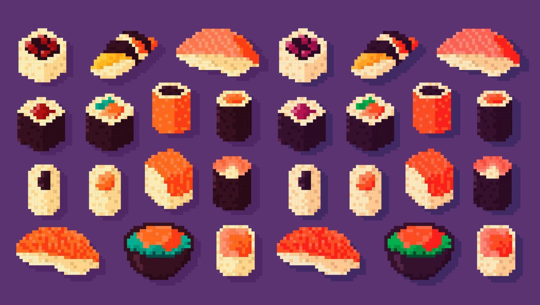 pixel arte plano Projeto pixel arte Comida ilustração vetor