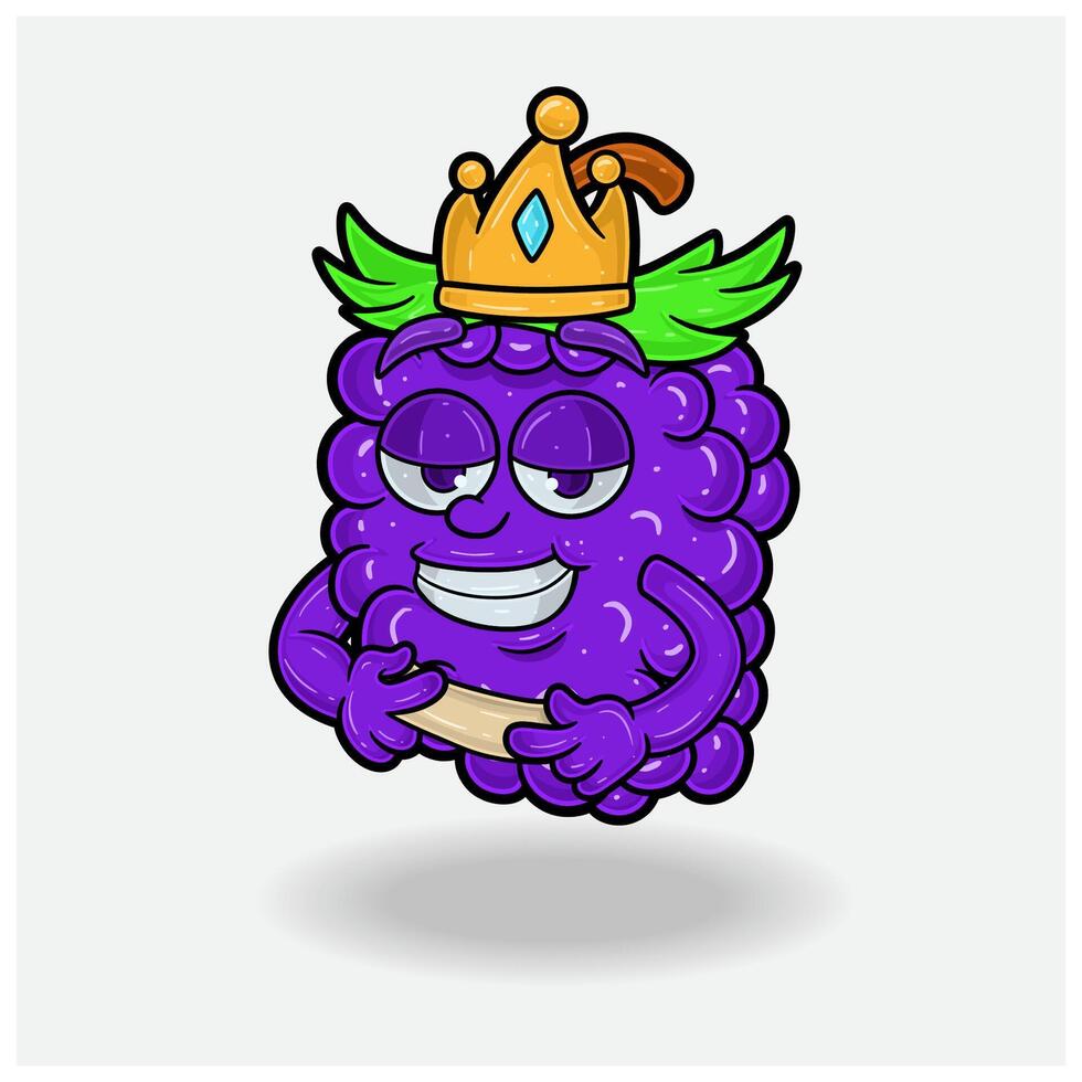 amor atingido expressão com uva fruta coroa mascote personagem desenho animado. vetor