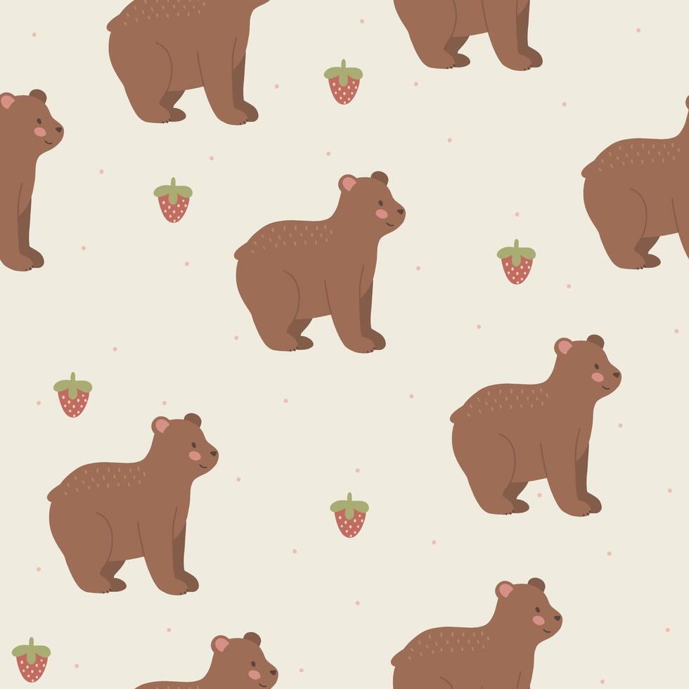 fofa Urso desatado padronizar mão desenhado fofa crianças fundo vintage retro palete vetor