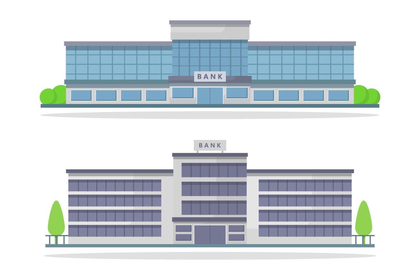 banco edifícios ilustrado em branco fundo vetor