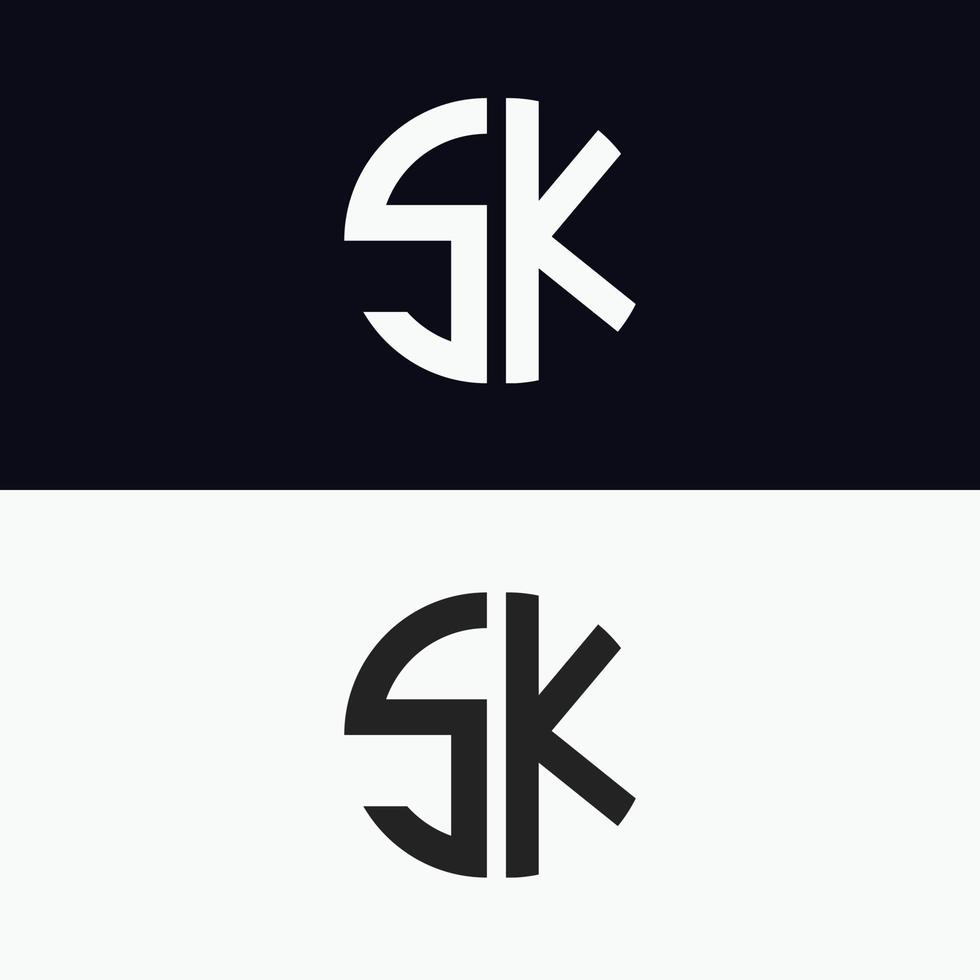 modelo de vetor de logotipo de letra sk criativo forma moderna colorida monograma círculo logotipo empresa logotipo grade logotipo