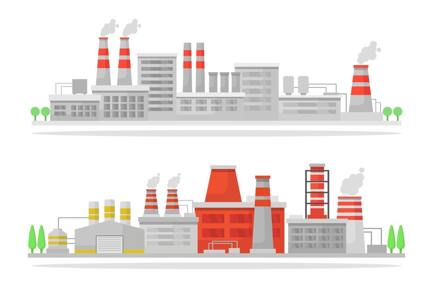 nuclear poder plantar edifícios ilustrado em branco fundo vetor