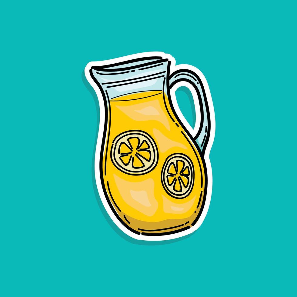 verão festa convite modelo com limonada. mão desenhado limões chaleira, limão suco adesivo estilo ilustração Projeto isolado dentro uma tosca fundo vetor