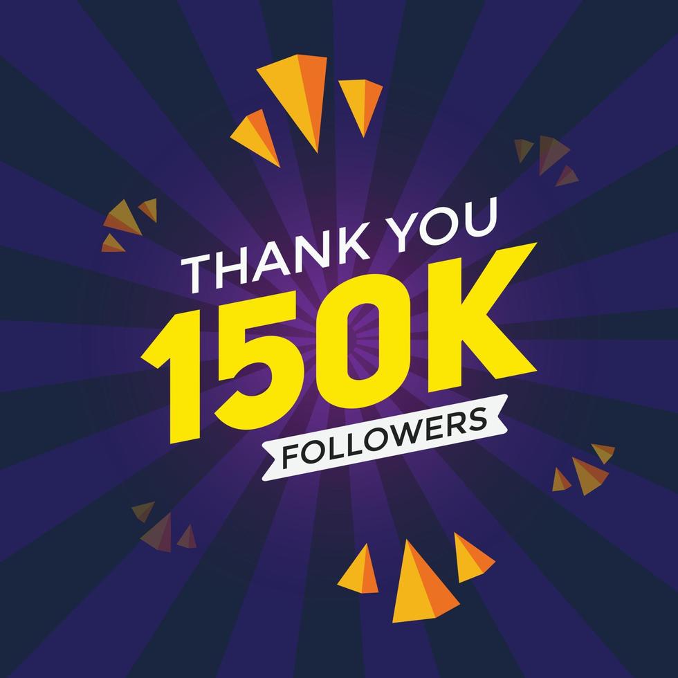 150 mil seguidores, obrigado, colorido modelo de celebração mídia social Faixa de conquista de 150000 seguidores vetor