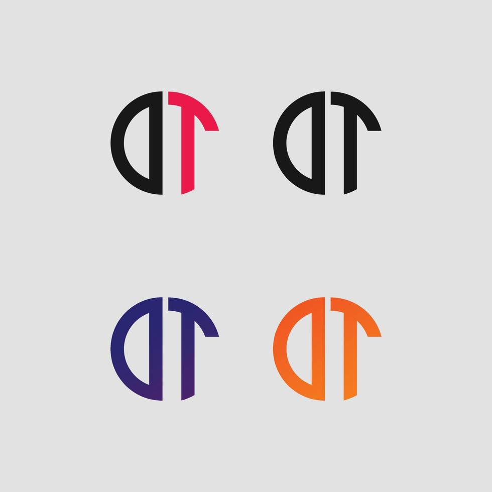 modelo de vetor de logotipo de letra dt criativo forma moderna colorida monograma círculo logotipo empresa logotipo grade logotipo