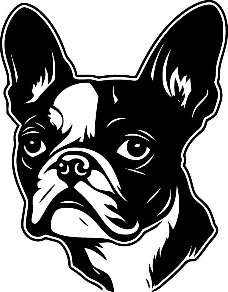 boston terrier, Preto e branco ilustração vetor