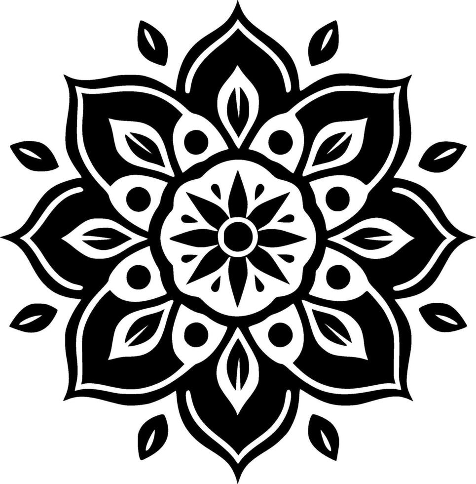 mandala - Preto e branco isolado ícone - ilustração vetor