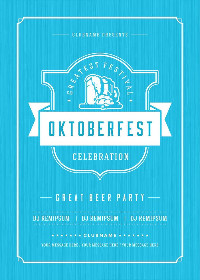 oktoberfest Cerveja festival celebração retro tipografia poster ou folheto vetor