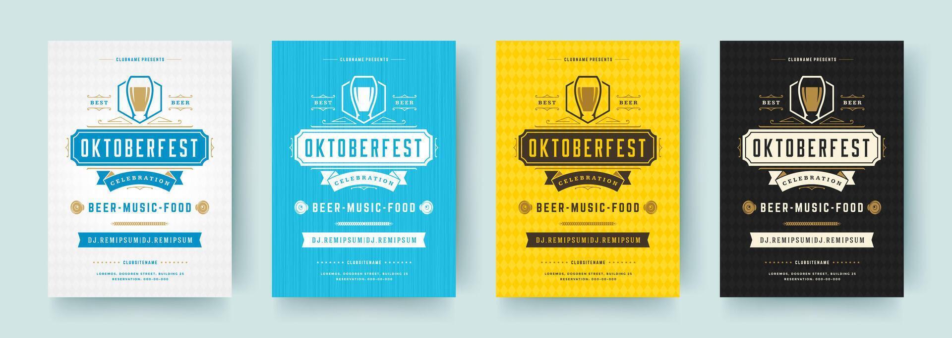oktoberfest folhetos ou cartazes retro tipografia modelos Projeto convites Cerveja festival celebração. vetor