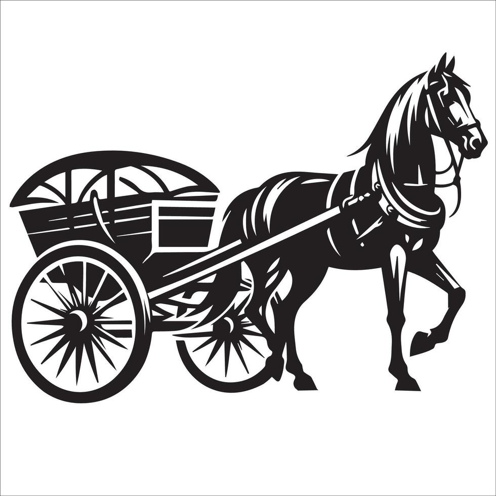 quatro rodado cavalo transporte ilustração vetor