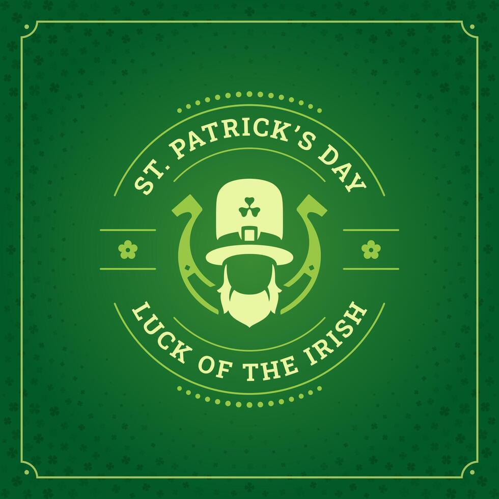 santo patrick's dia sorte do irlandês verde trevo social meios de comunicação postar modelo vintage vetor