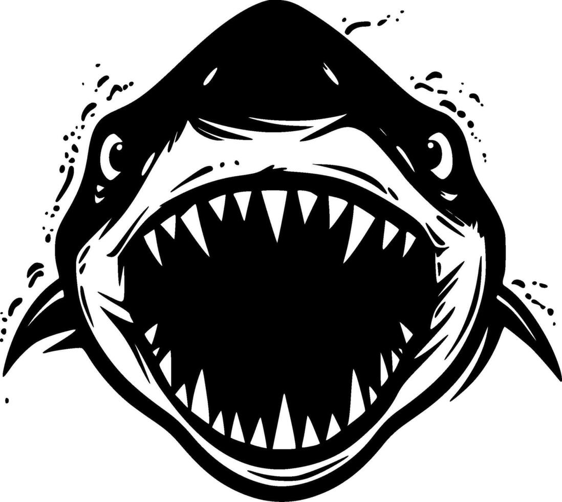 Tubarão - Preto e branco isolado ícone - ilustração vetor