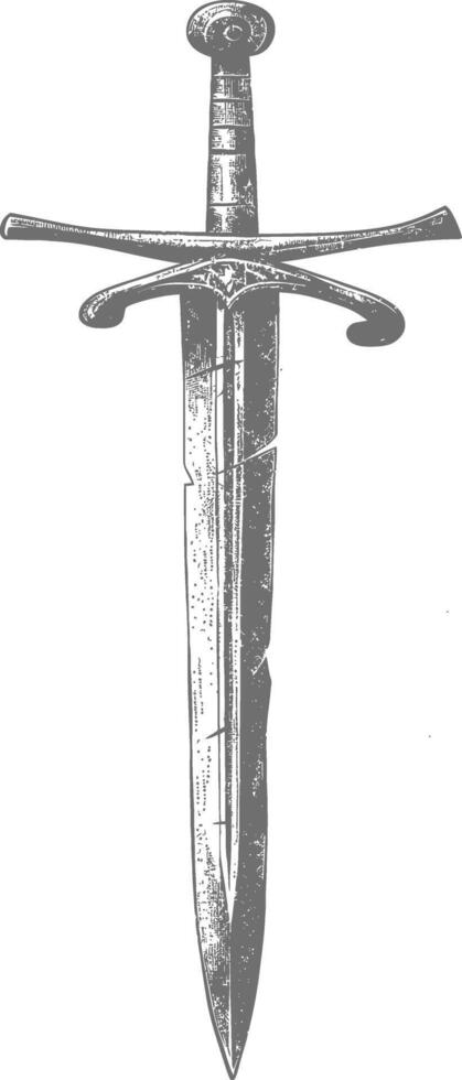 obsoleto oxidado espada imagem usando velho gravação estilo vetor