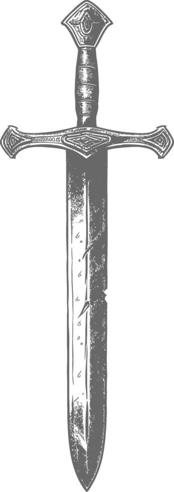 obsoleto oxidado espada imagem usando velho gravação estilo vetor
