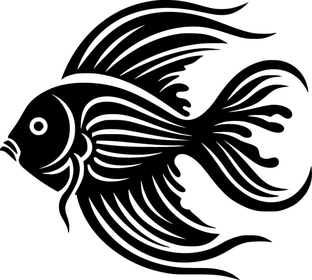 peixe - Preto e branco isolado ícone - ilustração vetor