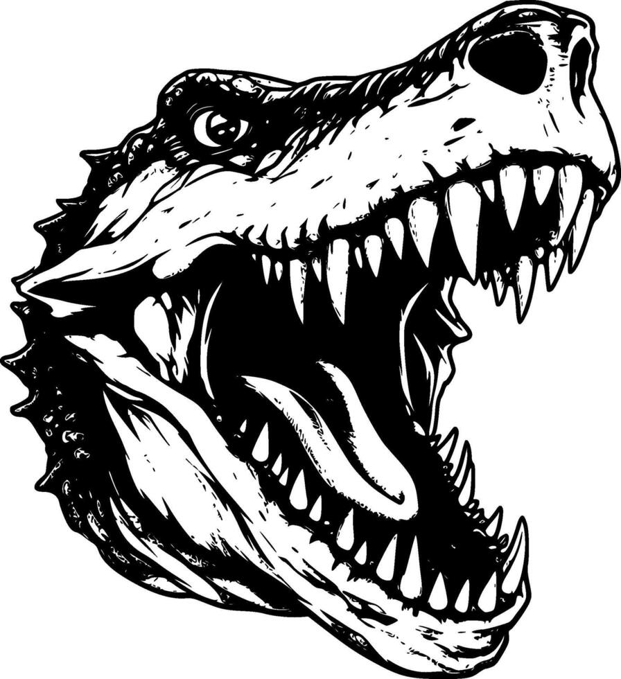 crocodilo, Preto e branco ilustração vetor