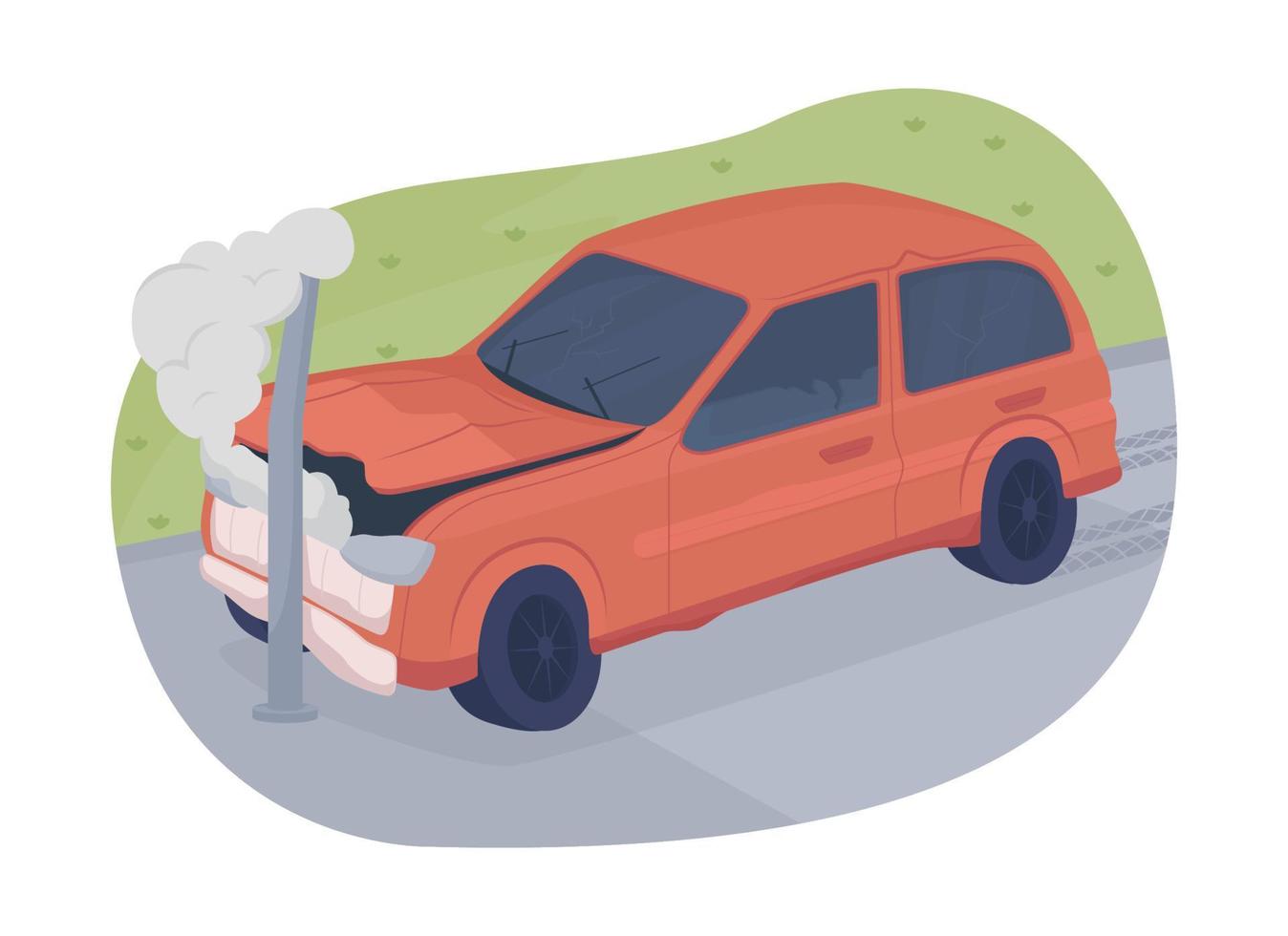 ilustração vetorial 2d de acidente de carro vetor