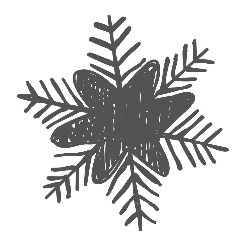 mão desenhada floco de neve desenho ilustração de doodle. conceito de Natal de inverno desenhado à mão. vetor