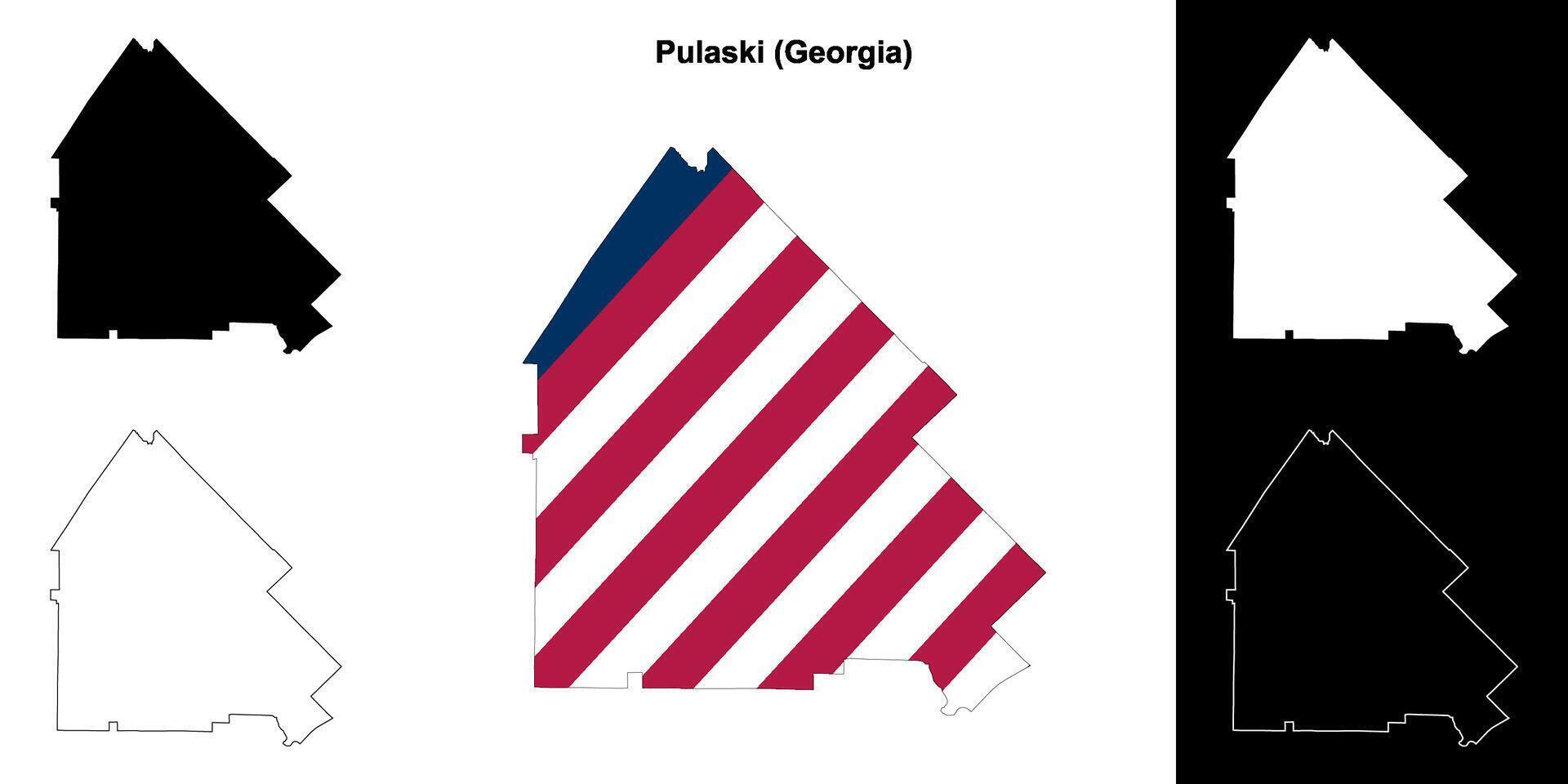 Pulaski condado, geórgia esboço mapa conjunto vetor