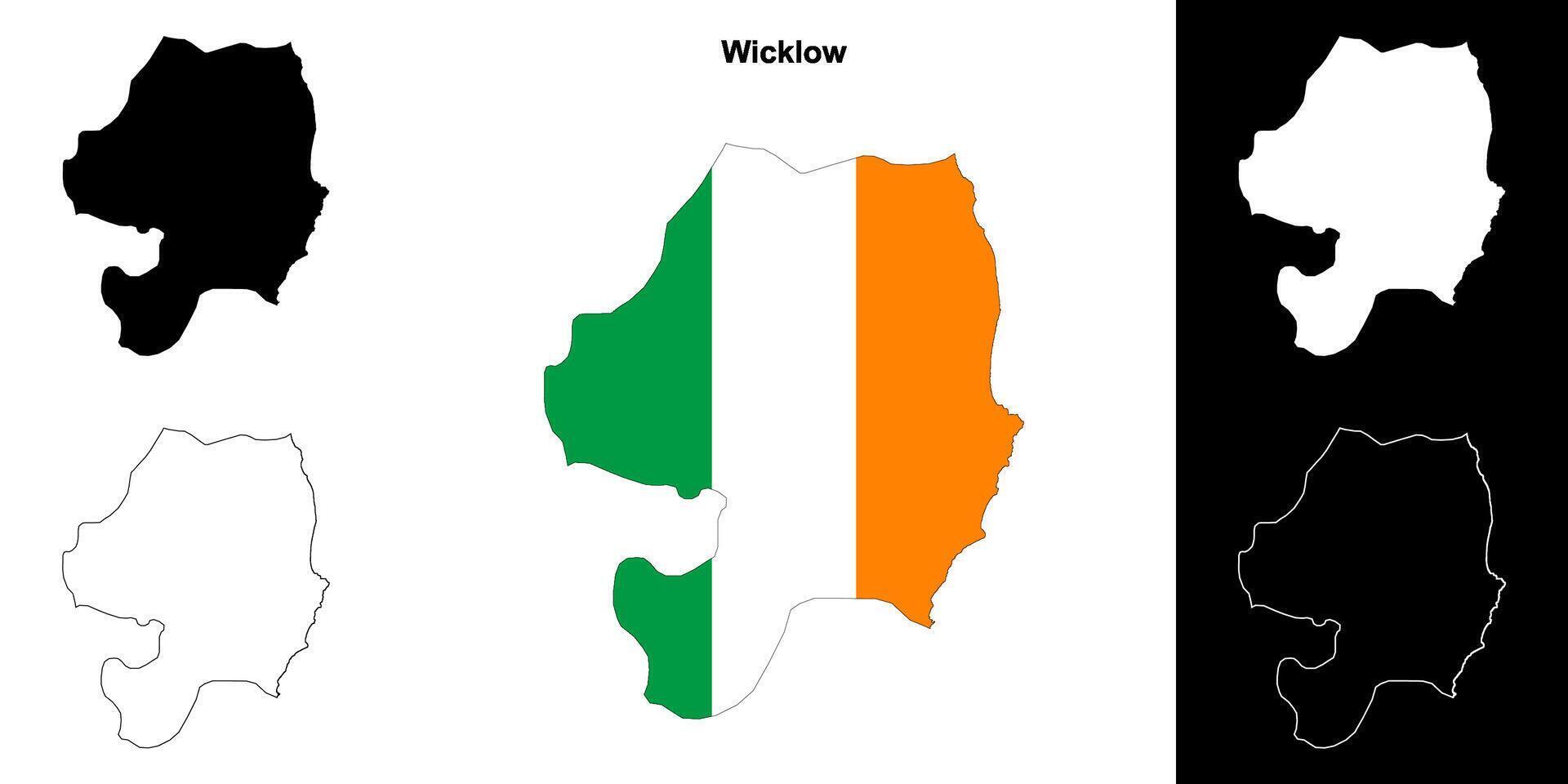 Wicklow município esboço mapa conjunto vetor