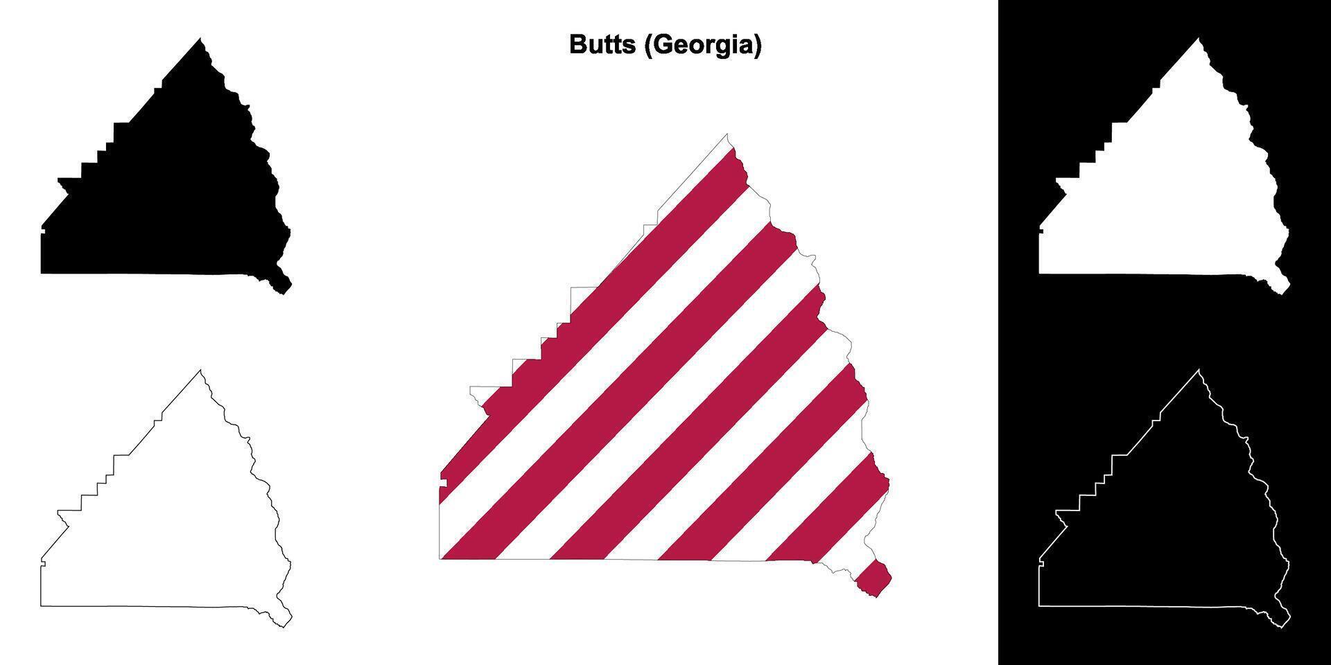 butts condado, geórgia esboço mapa conjunto vetor