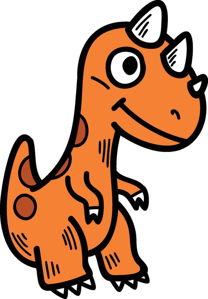 uma desenho animado dinossauro com uma sorrir em Está face vetor